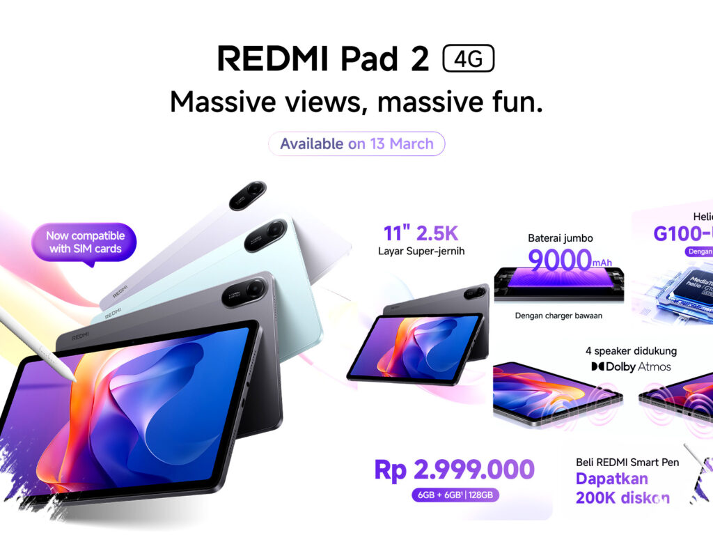 Redmi Pad 2 4G Hadir Dengan Slot SIM Card, Tablet Pertama yang Bebas Hambatan Internet Selamanya